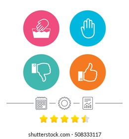 Hand icons. Like and dislike thumb up symbols.