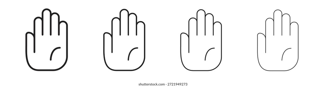 Iconos de la mano delinean el diseño de Vector negro. Línea con trazo editable.
