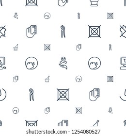hand icons pattern seamless white background. Included editable outline pliers, ribbon on hand, champagne, credit card in hand, facepalm emot icons. hand icons for web and mobile.