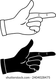 Hand-Symbole, die auf etwas mit Index Finger zeigen. Die menschliche Hand berührt etwas. Hand Gesture. Vektorgrafik