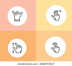 Hand Icons - Icons in runder Form - schwarze Icons auf weißem Hintergrund Kreis