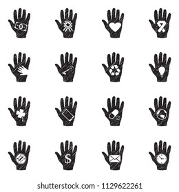 Hand Icons. Set 2. Black Scribble Design. Vector Illustration.