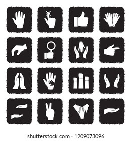 Hand Icons. Set 3. Grunge Black Flat Design. Vector Illustration. 