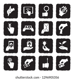 Hand Icons. Set 5. Grunge Black Flat Design. Vector Illustration. 