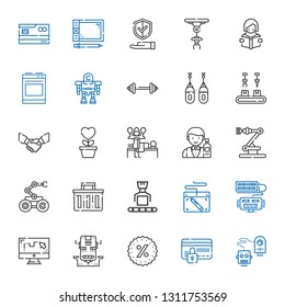 hand icons set. Collection of hand with robot, credit card, promotions, draw, graphic tablet, shopping basket, industrial robot, barman, massage. Editable and scalable hand icons.