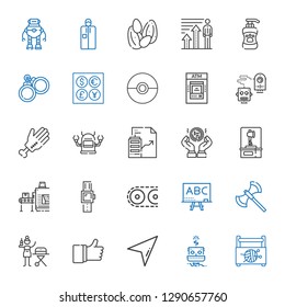 hand icons set. Collection of hand with sewing box, robot, cursor, like, portable, axe, blackboard, conveyor, smartwatch, coin, real estate. Editable and scalable hand icons.