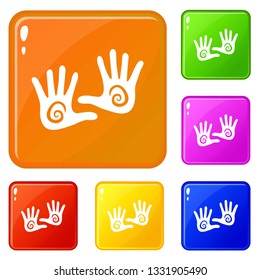 Hand icons set collection vector 6 color isolated on white background