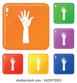 Hand icons set collection vector 6 color isolated on white background