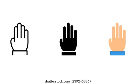 Hand icons set with finger count. Hand gesture symbols, counting by bending fingers. vector illustration on white background