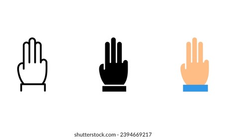 Iconos de mano con recuento de dedos. Símbolos de gestos de mano, contando con dedos plegables. ilustración vectorial sobre fondo blanco