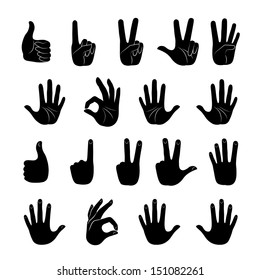 Hand Icons Set - Isolated On White Background - Vector Illustration, Graphic Design Editable For Your Design. 