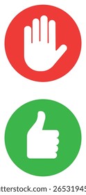 Hand icons set. Like and dislike signs. Vector Illustration.
