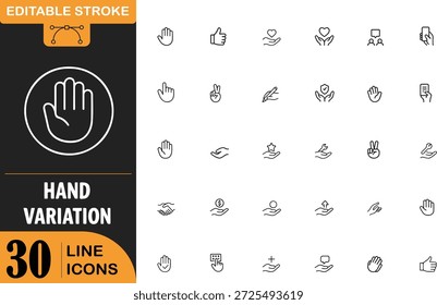 hand icons set with various gestures and symbols