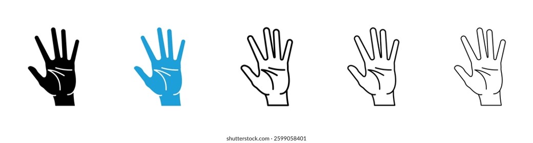 Hand icons vector illustrations in black and blue colors for web and ui designs