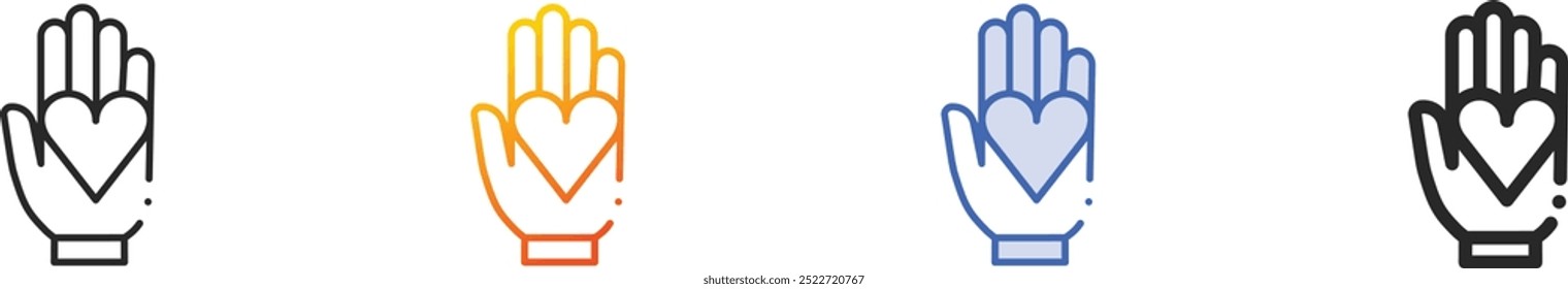 hand icon.Thin Linear, Gradient, Blue Stroke and bold Style Design Isolated On White Background