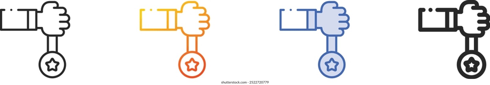 hand icon.Thin Linear, Gradient, Blue Stroke and bold Style Design Isolated On White Background