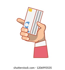hand with id card isolated icon