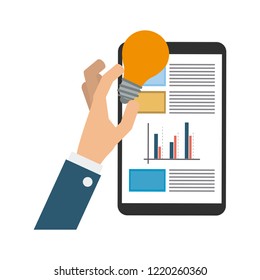 Hand with idea on smartphone