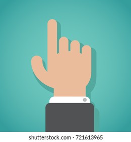 hand idea pointing finger flat business man wow surprise illustration icon business office manager profit turn queue language private lonely alone one signal disagreement handshake talk communication