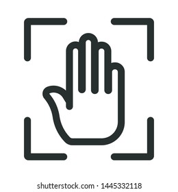 hand identification - minimal line web icon. simple vector illustration. concept for infographic, website or app.