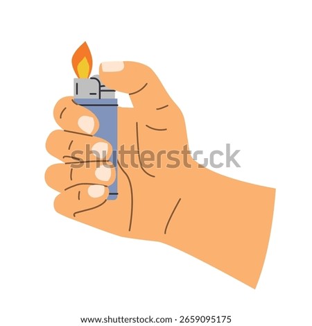 hand igniting a cigarette lighter, perfect for use in editorial content, awareness campaigns, lifestyle designs- vector illustration