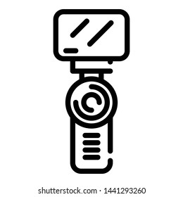 Hand Illuminated camera icon. Outline hand illuminated camera vector icon for web design isolated on white background