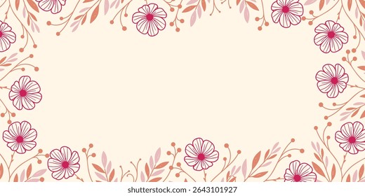 hand illustrated abstract floral background for elegant decor.scrapbook frame and greeting invitation with tropical inspiration

