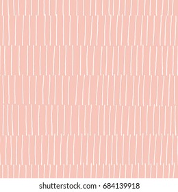 Hand illustrated abstract retro seamless vector line pattern.  Hand drawn quirky geometric stripe design on a blush or millennial pink background.