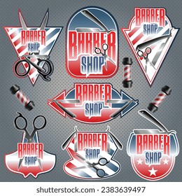 Hand illustrated vector collection of barber shop or hair salon labels