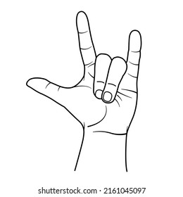 Hand illustration with black outline style. hand vector illustration with metal symbol