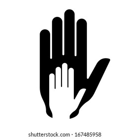 Hand Hand Illustration Blackandwhite Help Assistance Stock Vector ...