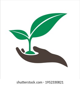hand illustration carrying plant seeds, illustration for the movement to plant, love the earth 