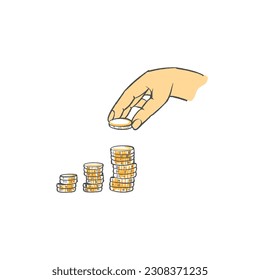 hand illustration concept save money form zero to hero