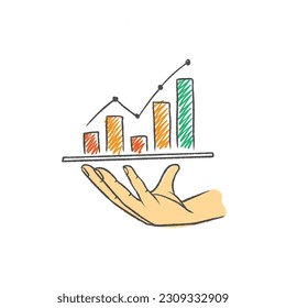 hand illustration concept show chart graph moving grow up