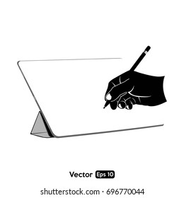 Hand illustration and drawing pad