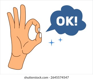 hand illustration is gesturing ok agree vector