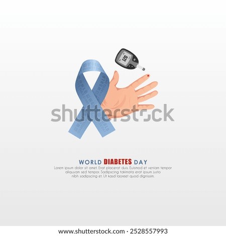 Hand illustration and glucose meter, suitable for World Diabetes Day poster