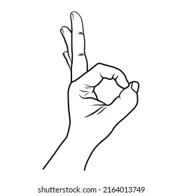 Hand illustration in line art style with okay symbol