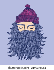 Hand illustration of a man with beards
