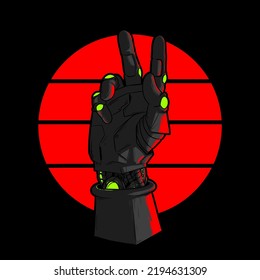 hand illustration pice remake with japanese red circle background illustration. Pice remake themed t-shirt design