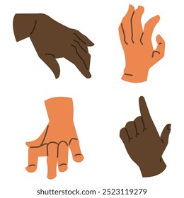 Hand illustration set in various skin and pose