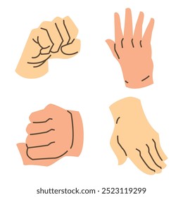 Hand illustration set in various skin and pose