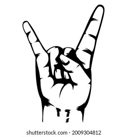 Hand illustration. Simple illustration. Black and white illustration. Black outline. Metal symbol. Rock and roll. Grunge and hardcore.