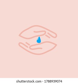 hand illustration, Hand stylized line Vector logo, drop of water, icon