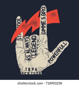 hand illustration for tee print as vector