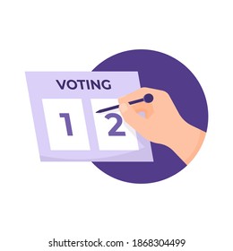 hand illustration using nails or needles to punch ballot papers. the concept of voting and elections. flat style. design elements