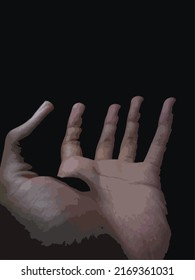 Vector de ilustración manual. Mano en la oscuridad. Ilustración que se puede utilizar para el fondo de comillas.