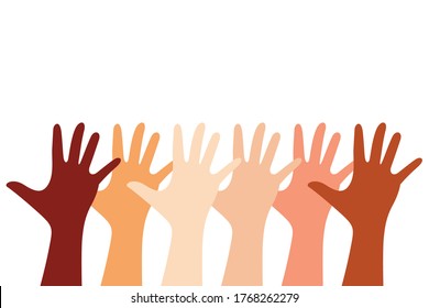 hand illustrations with various types of skin color