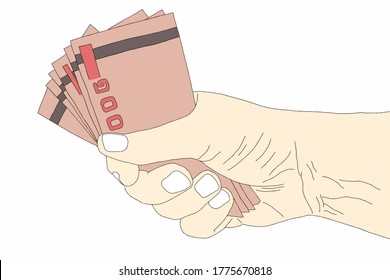 Hand image and red banknote