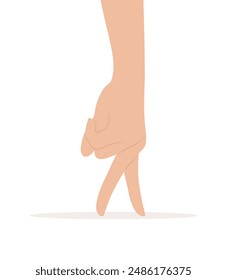 Hand imitating walking with fingers isolated on a white background. Flat vector illustration